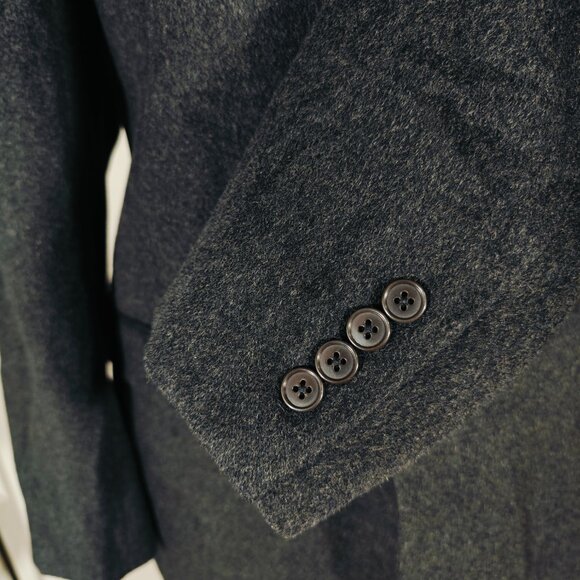 Claiborne Mens Sport Coat Two Button Flannel Wool Silk Cashmere Charcoal BLK 44L - Picture 9 of 14